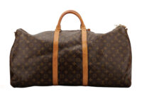 0840. Louis Vuitton Keepall 60 Monogram Boston bag brown, Gold Hardware4