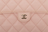 0844. Chanel Classic Pink Caviar Quilted Clutch, Gold Hardware12