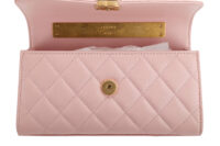 0845. Chanel Long Wallet on Chain (WOC) Top Handle Bag, Pink Quilted Lambskin, Gold Hardware10
