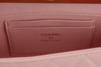 0845. Chanel Long Wallet on Chain (WOC) Top Handle Bag, Pink Quilted Lambskin, Gold Hardware13
