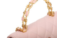 0845. Chanel Long Wallet on Chain (WOC) Top Handle Bag, Pink Quilted Lambskin, Gold Hardware9
