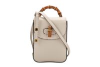 0847. Gucci Bamboo Top Handle Mini Bag Smooth Cream Leather, Gold Hardware1