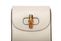 0847. Gucci Bamboo Top Handle Mini Bag Smooth Cream Leather, Gold Hardware8