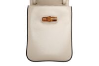 0847. Gucci Bamboo Top Handle Mini Bag Smooth Cream Leather, Gold Hardware9