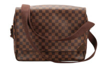0848. Louis Vuitton Large Messenger Shoulder Bag Damier Ebene Canvas, Gold Hardware1
