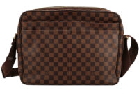 0848. Louis Vuitton Large Messenger Shoulder Bag Damier Ebene Canvas, Gold Hardware13