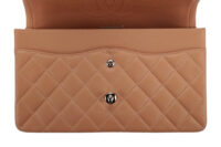 0851. Chanel Vintage Jumbo Double Flap Lambskin Beige, Silver Hardware14