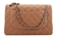 0851. Chanel Vintage Jumbo Double Flap Lambskin Beige, Silver Hardware5