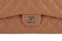 0851. Chanel Vintage Jumbo Double Flap Lambskin Beige, Silver Hardware7