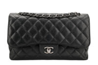 0852. Chanel Vintage Jumbo Double Flap Caviar Black, Silver Hardware1