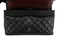 0852. Chanel Vintage Jumbo Double Flap Caviar Black, Silver Hardware13