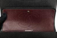 0852. Chanel Vintage Jumbo Double Flap Caviar Black, Silver Hardware14
