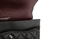 0852. Chanel Vintage Jumbo Double Flap Caviar Black, Silver Hardware15