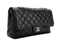 0852. Chanel Vintage Jumbo Double Flap Caviar Black, Silver Hardware2