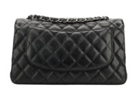 0852. Chanel Vintage Jumbo Double Flap Caviar Black, Silver Hardware4