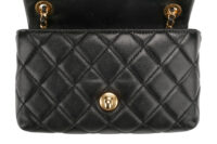 0855. Chanel Mini Square Classic Flap bag, Black Quilted leather, Gold Hardware11