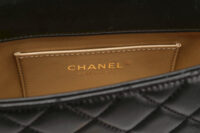 0855. Chanel Mini Square Classic Flap bag, Black Quilted leather, Gold Hardware14