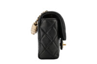 0855. Chanel Mini Square Classic Flap bag, Black Quilted leather, Gold Hardware4