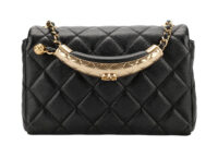 0855. Chanel Mini Square Classic Flap bag, Black Quilted leather, Gold Hardware5
