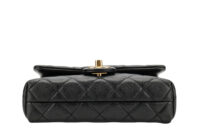 0855. Chanel Mini Square Classic Flap bag, Black Quilted leather, Gold Hardware7
