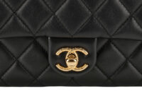 0855. Chanel Mini Square Classic Flap bag, Black Quilted leather, Gold Hardware8