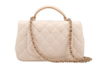 0857. Chanel Classic Top Handle Rectangle Flap bag Blush Quilted Leather, Silver hardware5
