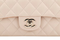 0857. Chanel Classic Top Handle Rectangle Flap bag Blush Quilted Leather, Silver hardware8