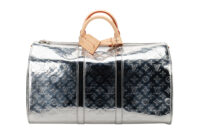 0858. Louis Vuitton Keepall 50 Bandouliere Mirror Metallic Silver Monogram Leather, Silver Hardware1