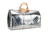 0858. Louis Vuitton Keepall 50 Bandouliere Mirror Metallic Silver Monogram Leather, Silver Hardware2