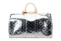0858. Louis Vuitton Keepall 50 Bandouliere Mirror Metallic Silver Monogram Leather, Silver Hardware5