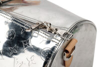 0858. Louis Vuitton Keepall 50 Bandouliere Mirror Metallic Silver Monogram Leather, Silver Hardware9