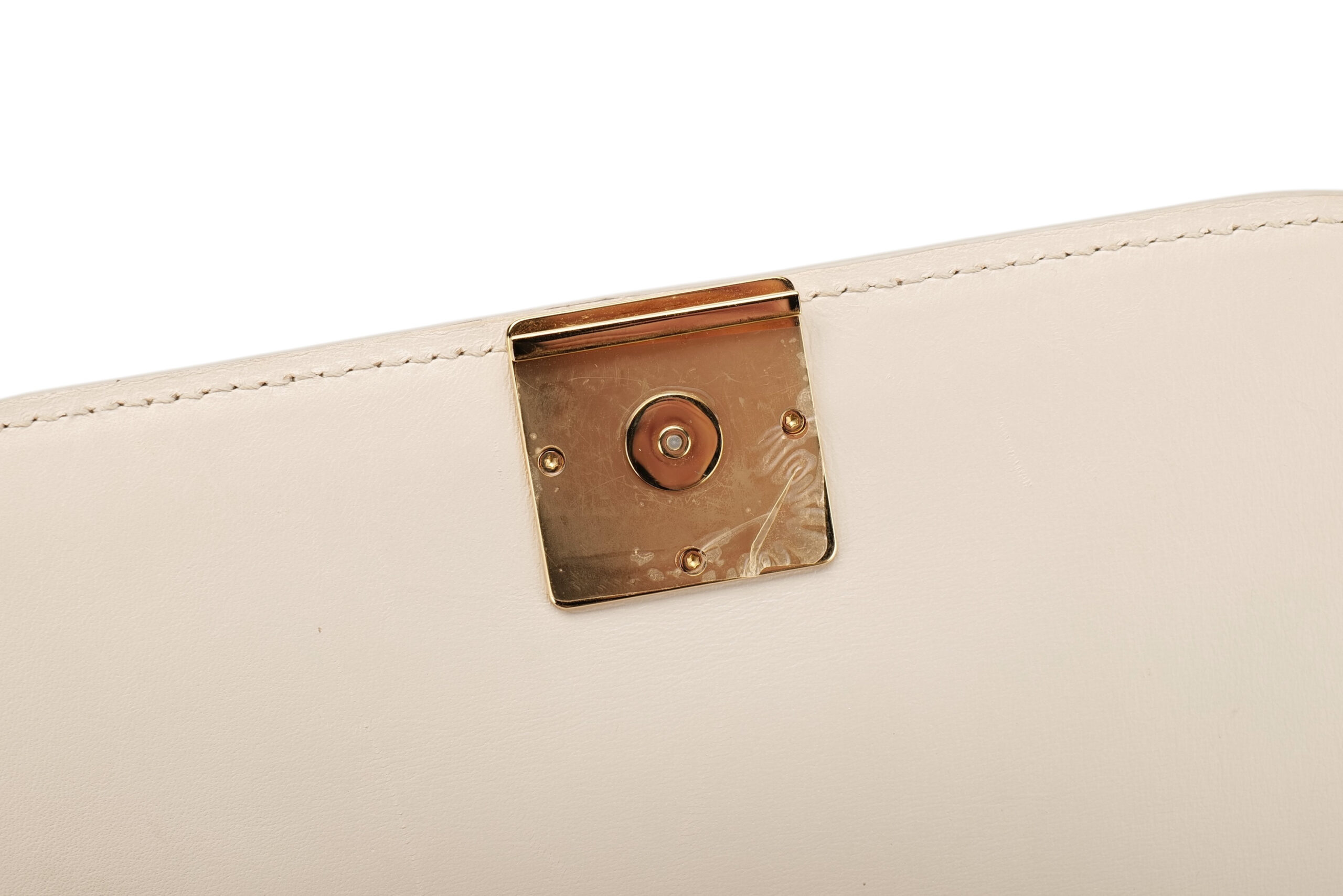 0861. Loewe Goya Cream Leather Crossbody Bag, Gold Hardware12
