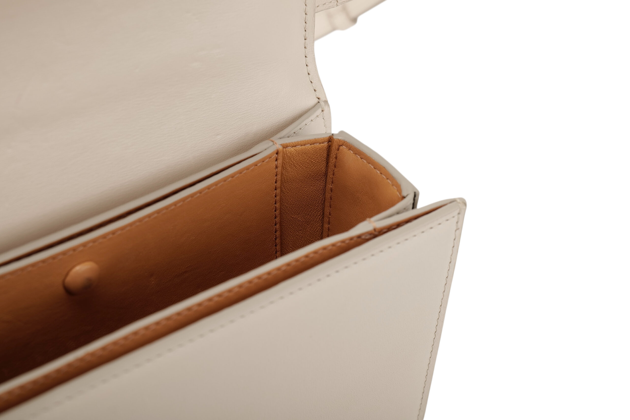 0861. Loewe Goya Cream Leather Crossbody Bag, Gold Hardware14