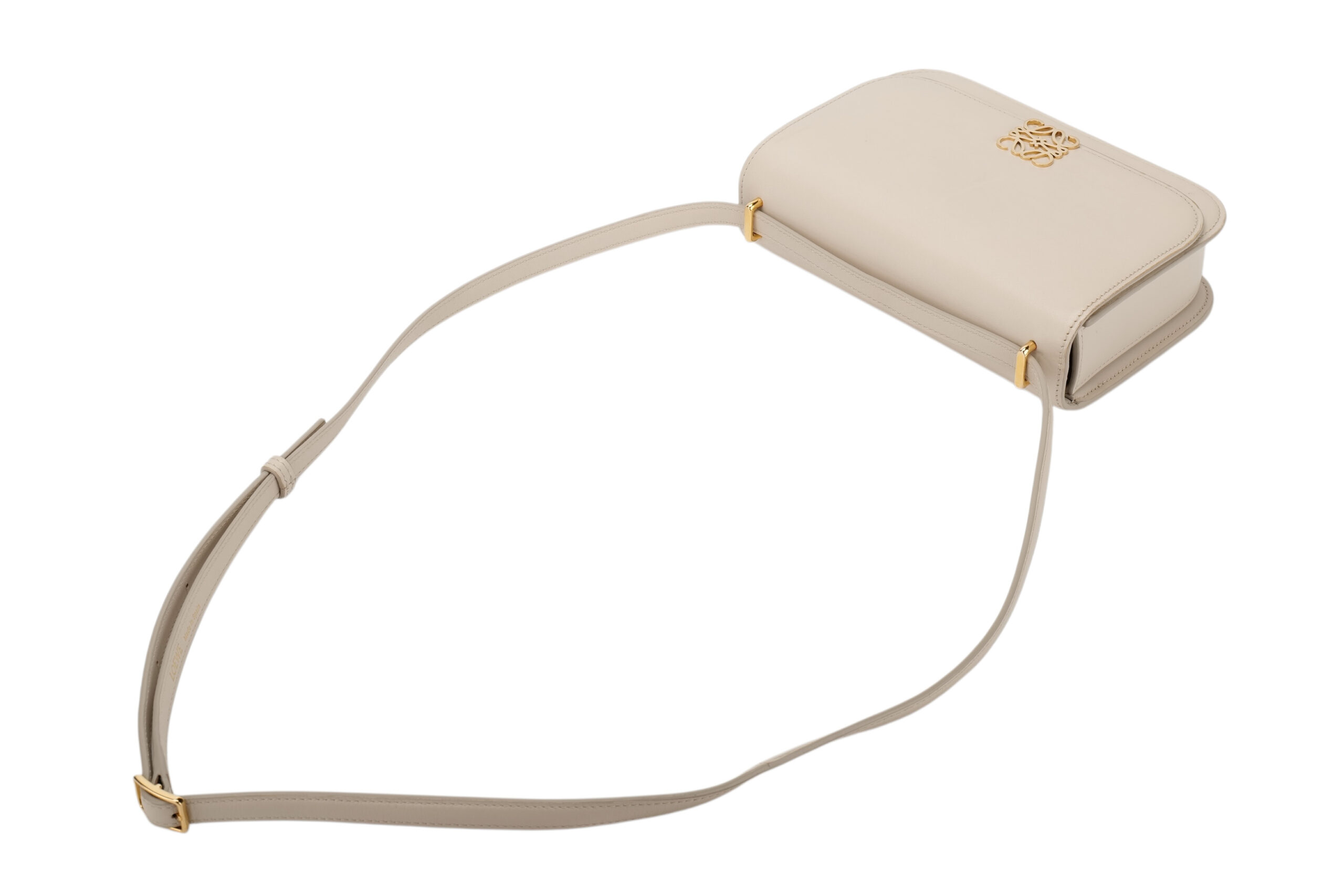 0861. Loewe Goya Cream Leather Crossbody Bag, Gold Hardware17