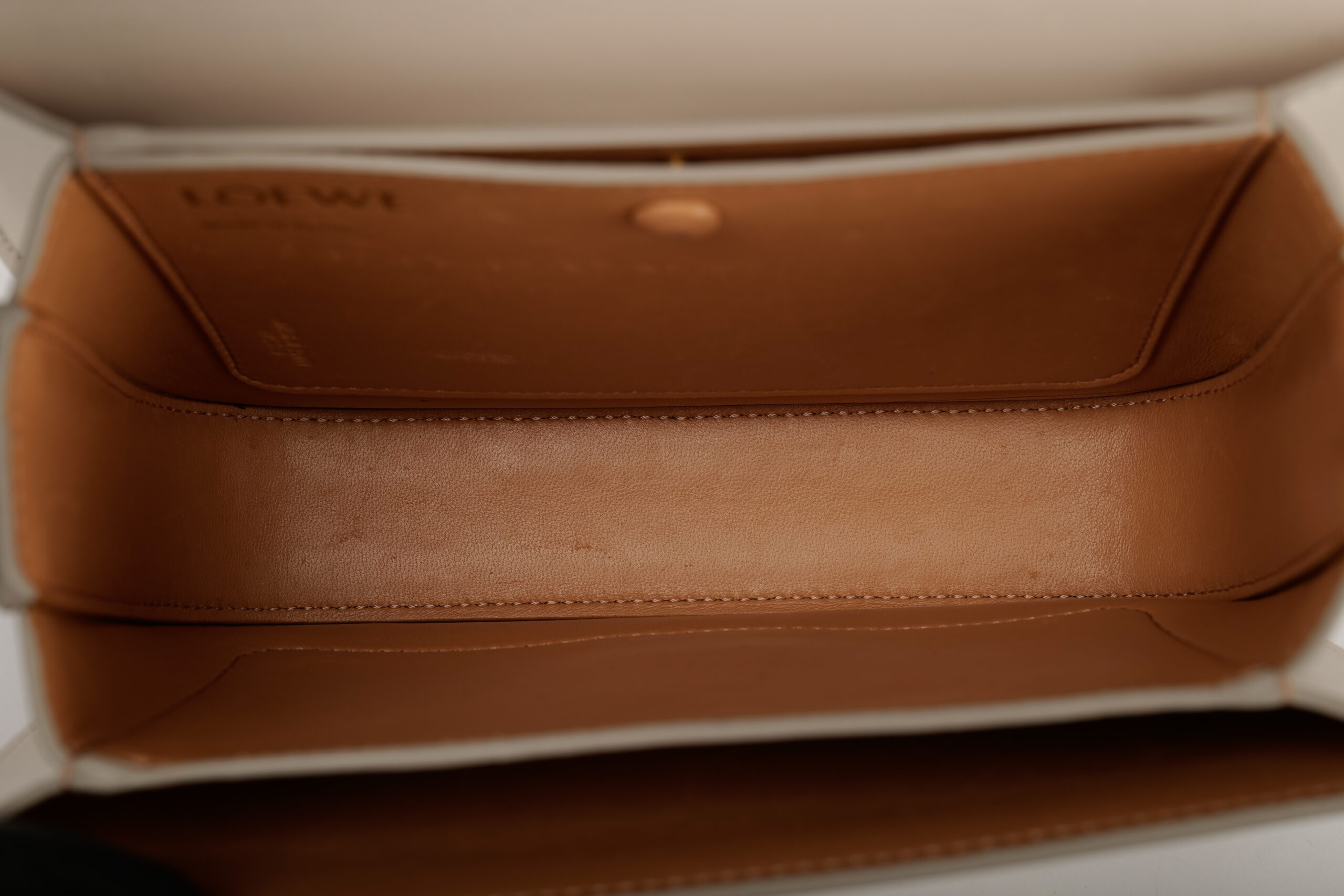 0861. Loewe Goya Cream Leather Crossbody Bag, Gold Hardware18