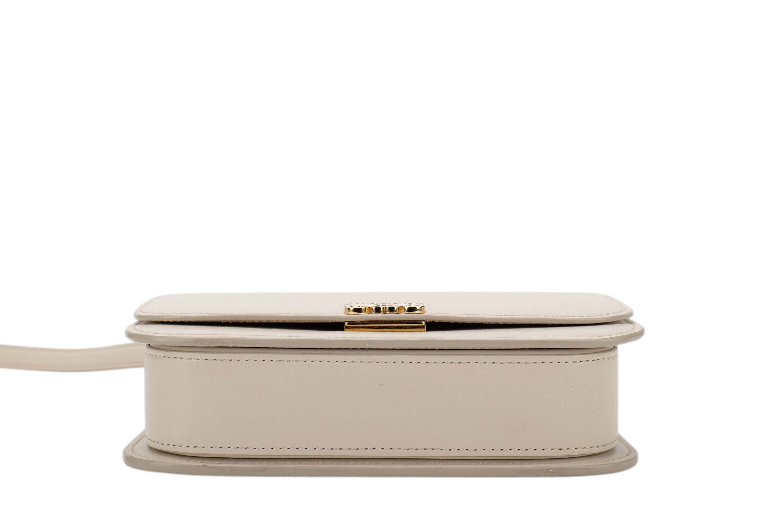 0861. Loewe Goya Cream Leather Crossbody Bag, Gold Hardware6