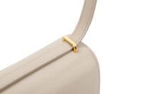 0861. Loewe Goya Cream Leather Crossbody Bag, Gold Hardware9