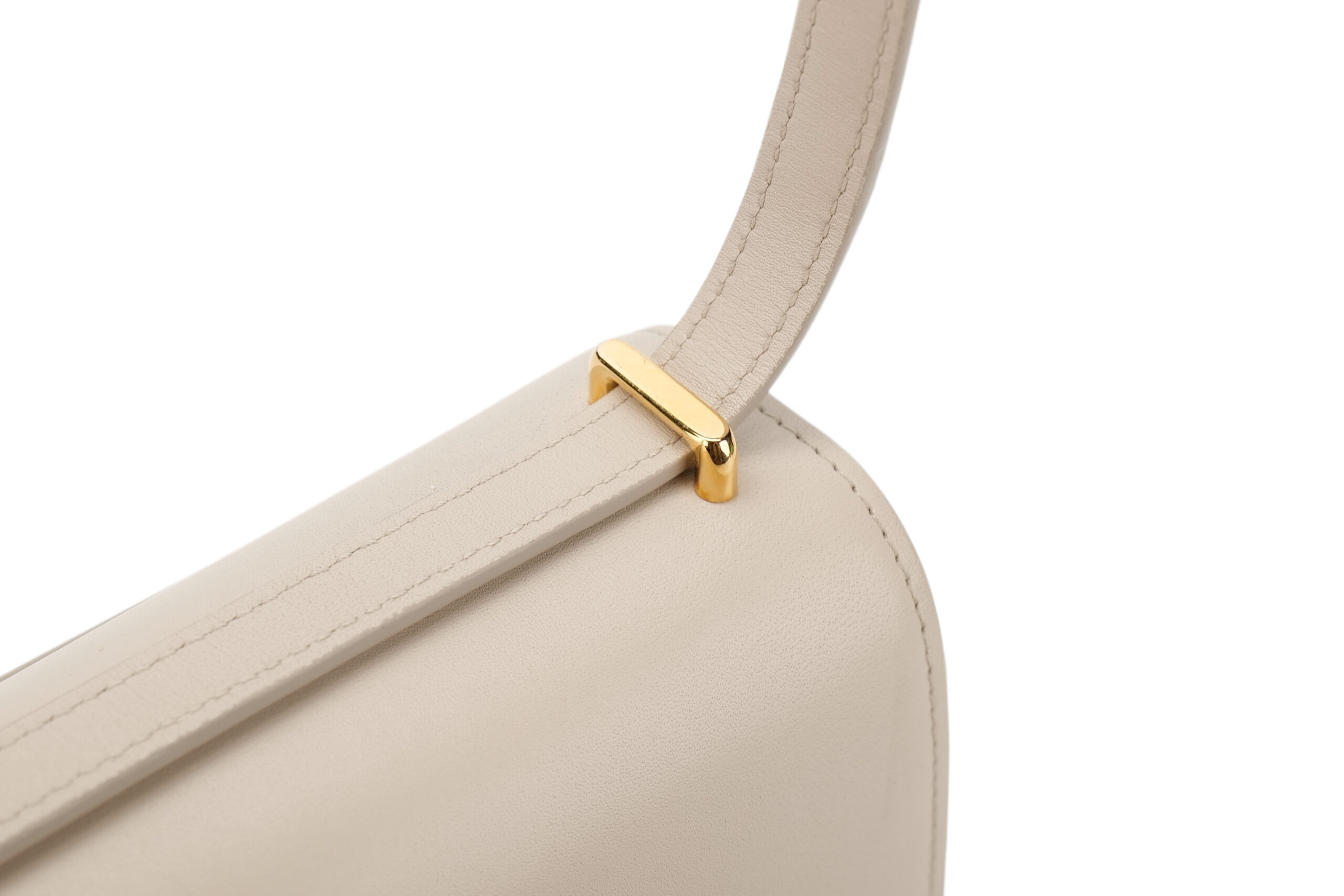 0861. Loewe Goya Cream Leather Crossbody Bag, Gold Hardware9