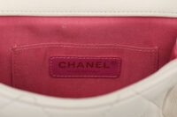 0862. Chanel Mini Flap Top Handle White Quilted Leather, Gold Hardware12