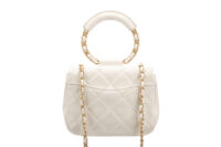 0862. Chanel Mini Flap Top Handle White Quilted Leather, Gold Hardware3