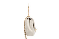 0862. Chanel Mini Flap Top Handle White Quilted Leather, Gold Hardware5
