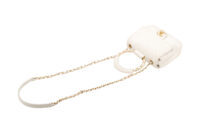 0862. Chanel Mini Flap Top Handle White Quilted Leather, Gold Hardware7
