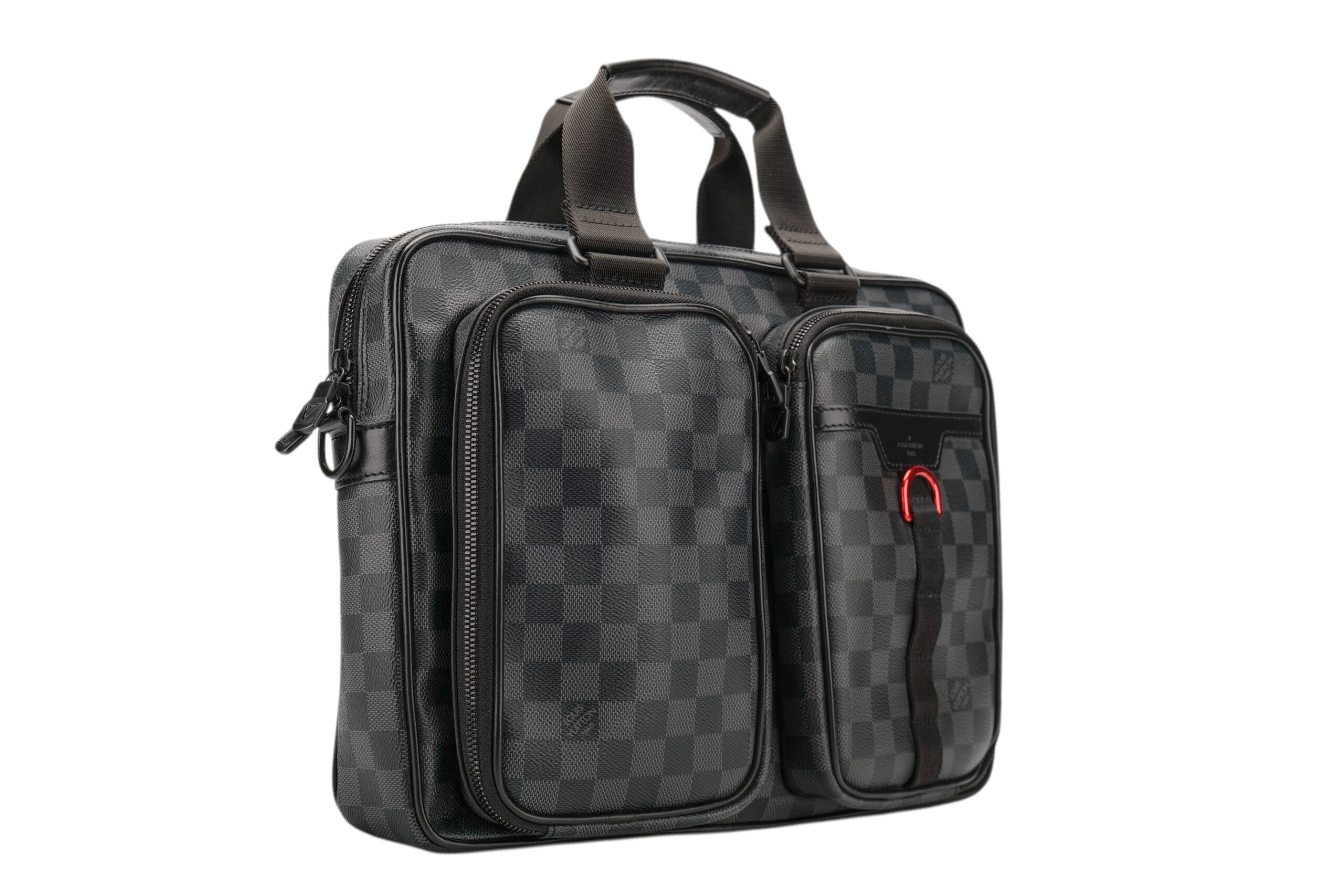 0865. Louis Vuitton Utility Business Bag Grey Damier Graphite Canvas, Black Hardware2