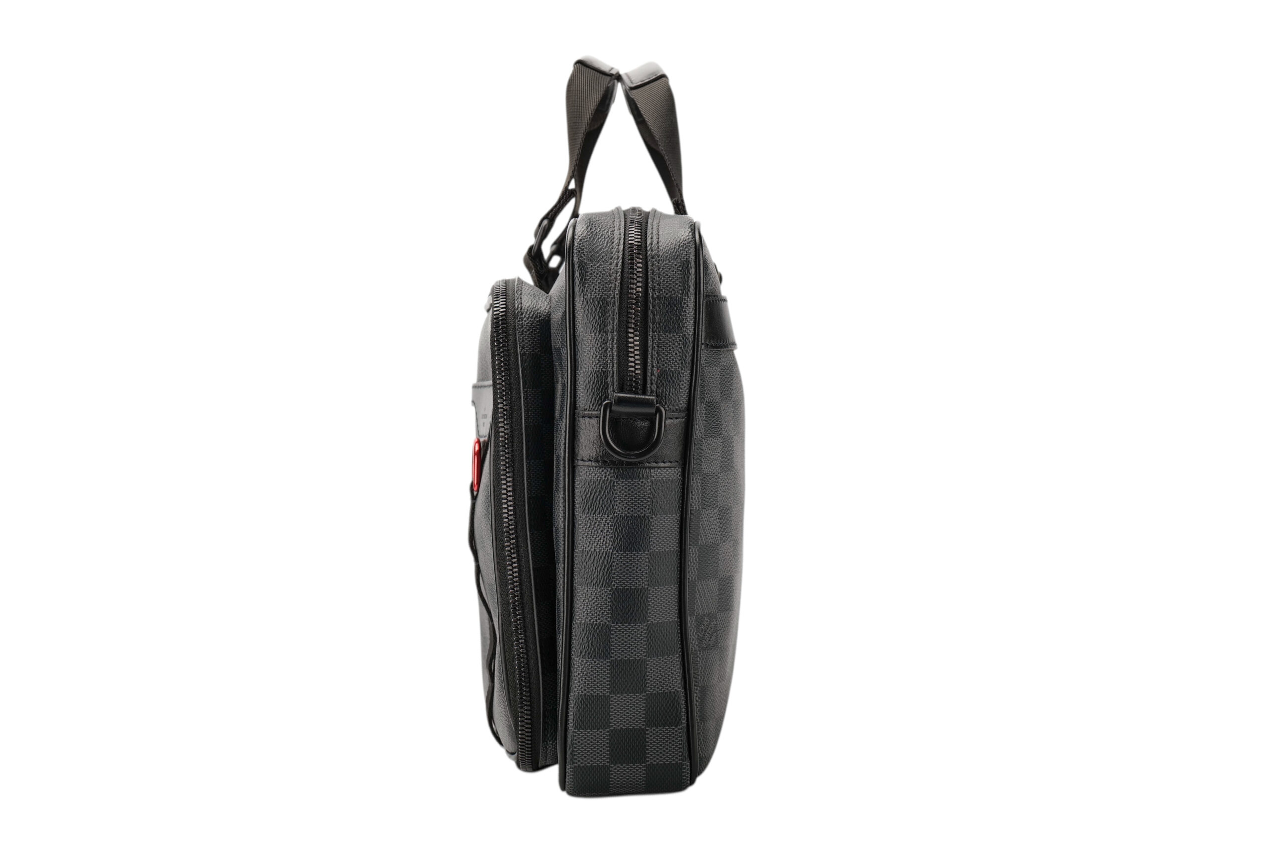 0865. Louis Vuitton Utility Business Bag Grey Damier Graphite Canvas, Black Hardware4