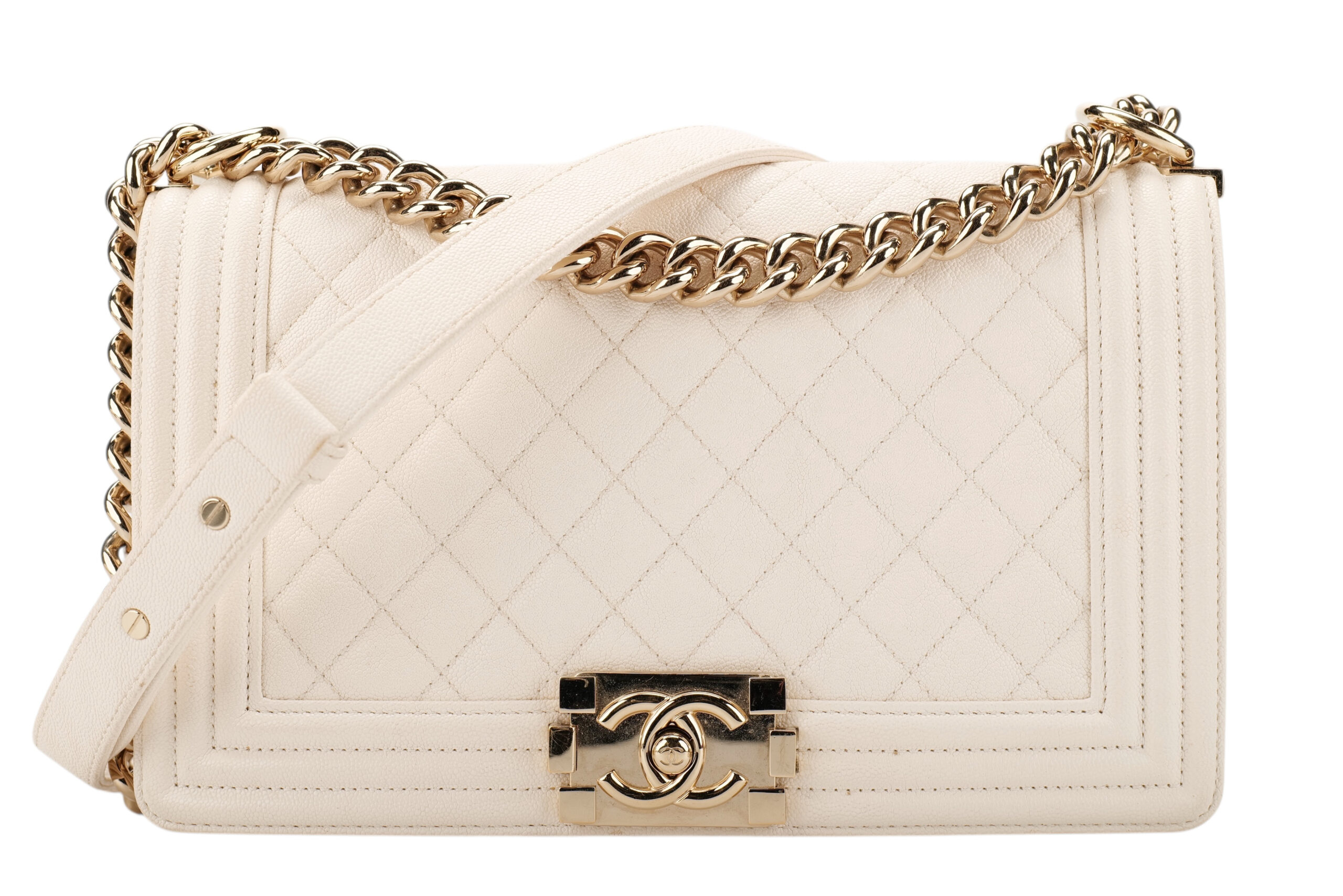 0869. Chanel Boy Bag , Champagne Gold Hardware 1