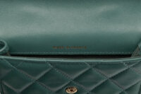 0870. Chanel Mini Flap Top Handle Bag Teal Green Quilted Leather, Gold hardware11