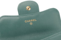 0870. Chanel Mini Flap Top Handle Bag Teal Green Quilted Leather, Gold hardware12