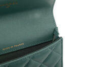 0870. Chanel Mini Flap Top Handle Bag Teal Green Quilted Leather, Gold hardware13