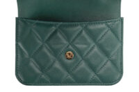 0870. Chanel Mini Flap Top Handle Bag Teal Green Quilted Leather, Gold hardware7