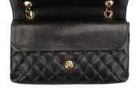 0872. Chanel Classic Medium Double Flap Black Caviar, Gold Hardware11